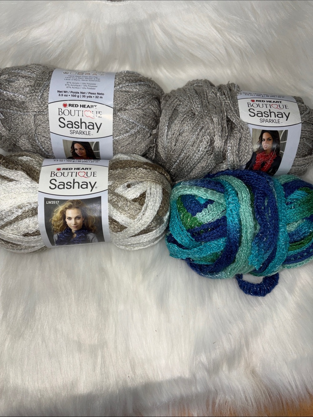 Sashay Sparkle Women's Sweater Yarn - Gray and Teal Mix